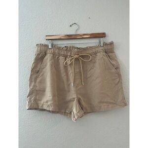 LOFT Women Tan Khaki Lyocell Paperbag Waist Drawstring Shorts XL New